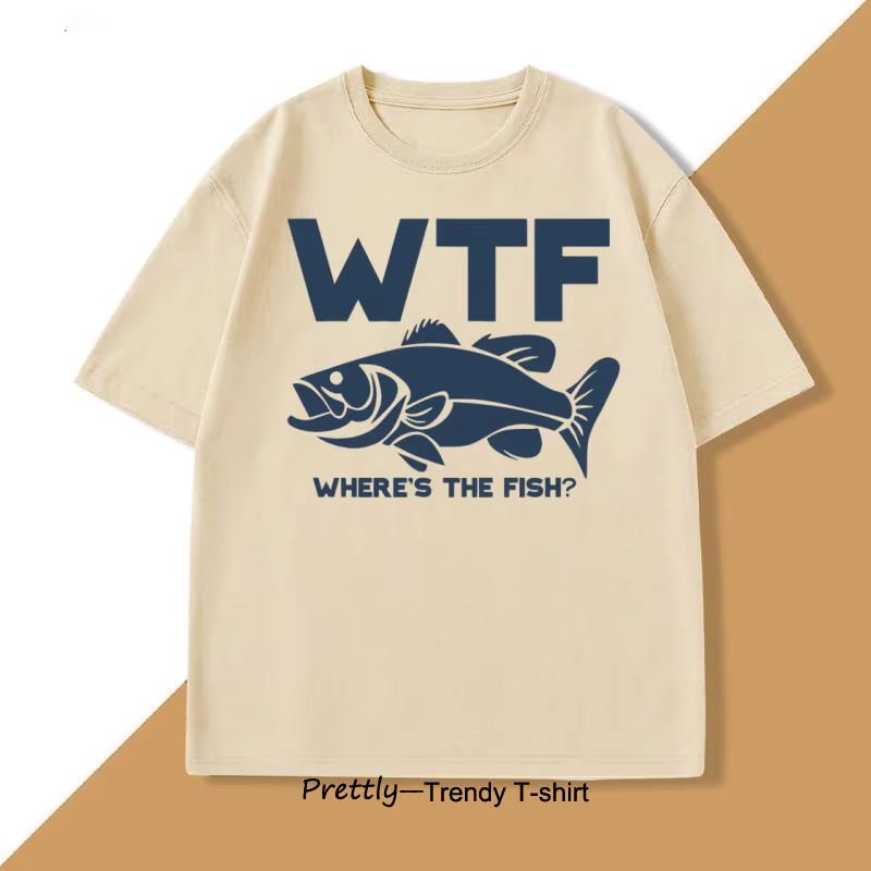 Drôle WTF où est le poisson T-shirt hommes pêche pêcheur
