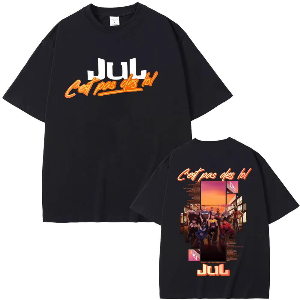 Rappeur Jul Album de musique Tour du monde 2025 T-shirt hommes femmes Hip Hop surdimensionné à manches courtes t-shirts mâle mode Vintage Streetwear