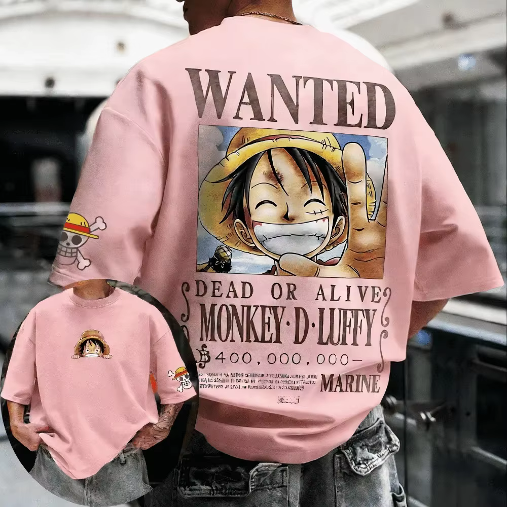 T-shirt imprimé ONE PIECE Monkey D. Luffy pour hommes et femmes