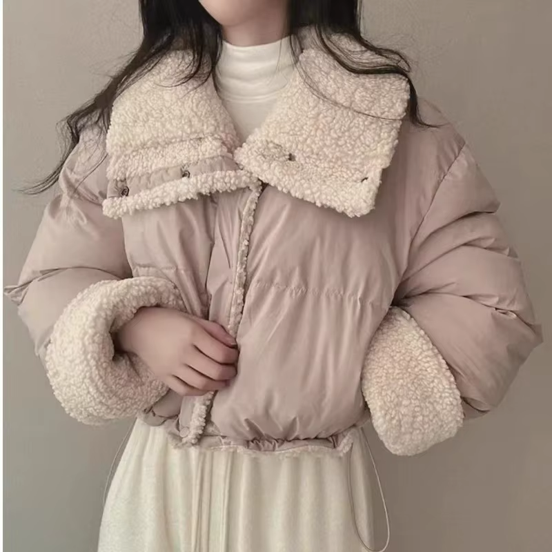 Veste d'hiver en coton pour femme, manteau polyvalent, slim, manches longues, revers court, chaud, épais, Vintage, nouveau, confortable et polyvalent