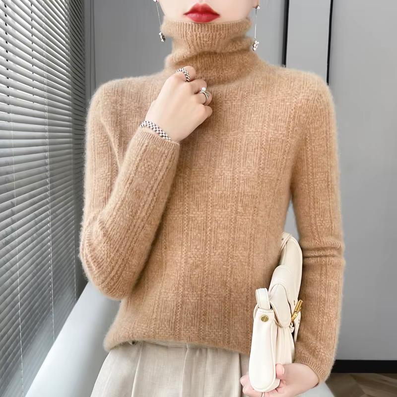 Pull en cachemire à col haut pour femme