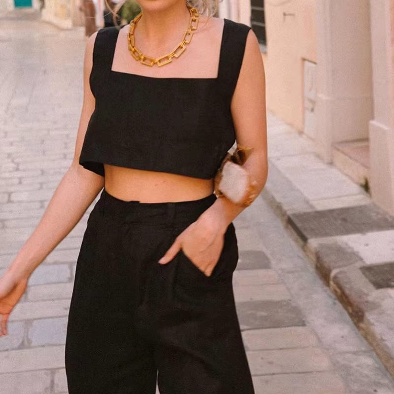 Crop top 100% lin français