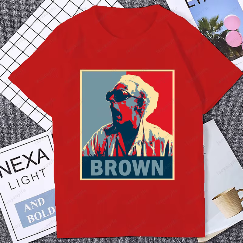 Retour vers le futur classiques marron T-shirt à manches courtes décontracté mode coton