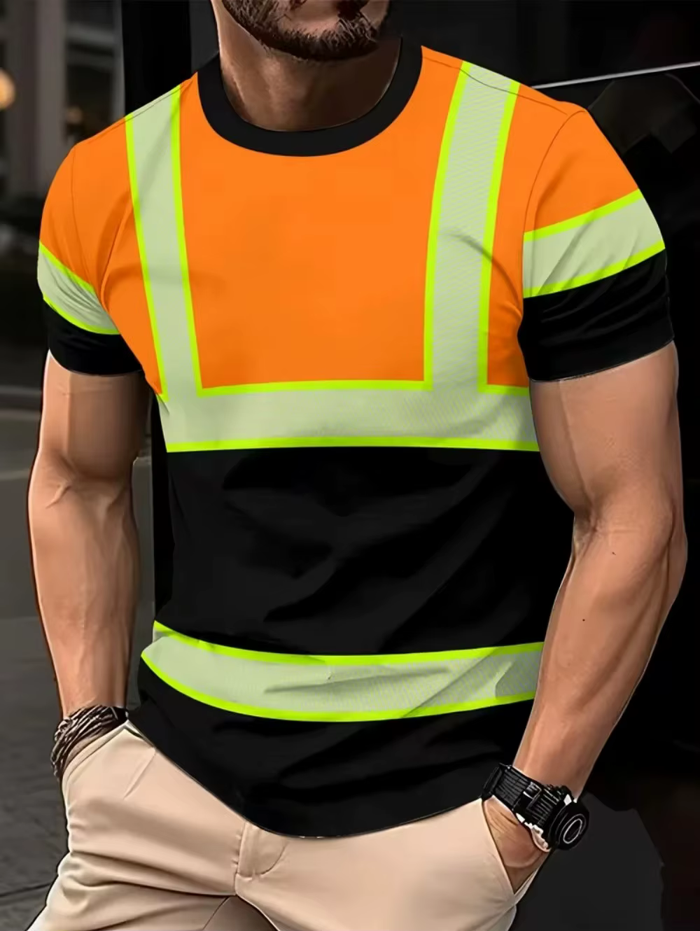 T-shirt pour hommes, avec logo de sécurité imprimé en 3D