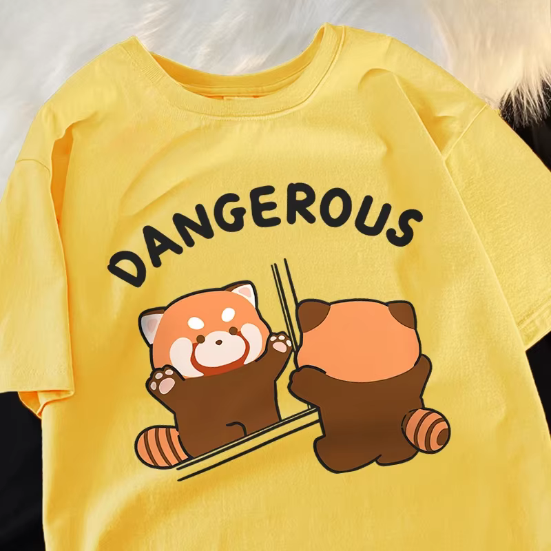Sœurs hauts raton laveur regardant dans le miroir T-Shirt décontracté respirant rue Hip Hop