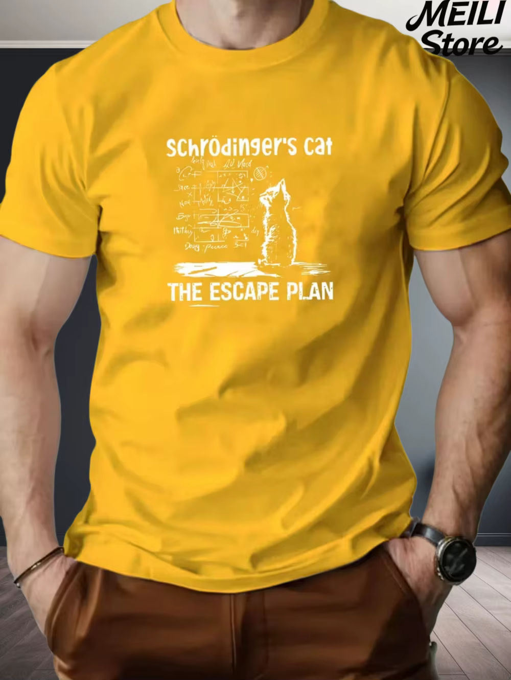 Schrodinger chat Design hommes T-Shirt été décontracté amusant 3D imprimé ample mode haut surdimensionné Science amant