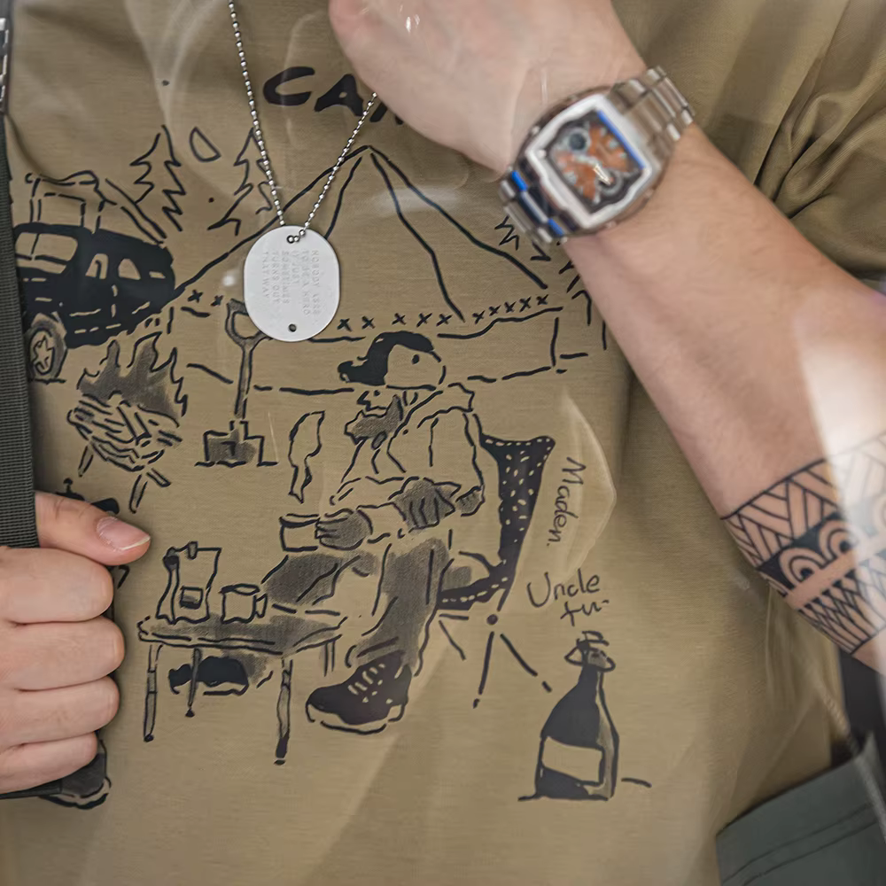 Maden-T-shirt imprimé à manches courtes pour homme
