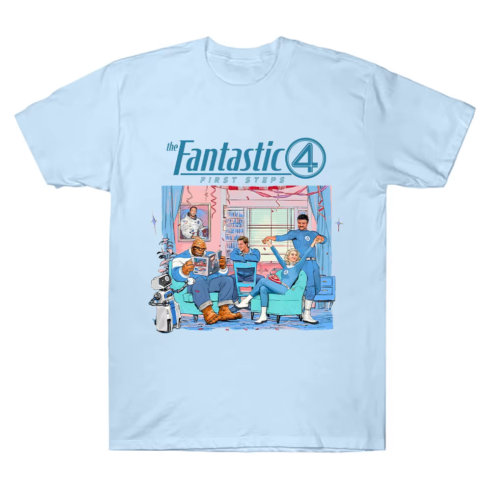The Fantastic Four First Steps 2025 Movie T-shirt Men Women Cotton Tee Street Hip Hop Vintage Oversized Short Sleeve O-Neck Tops