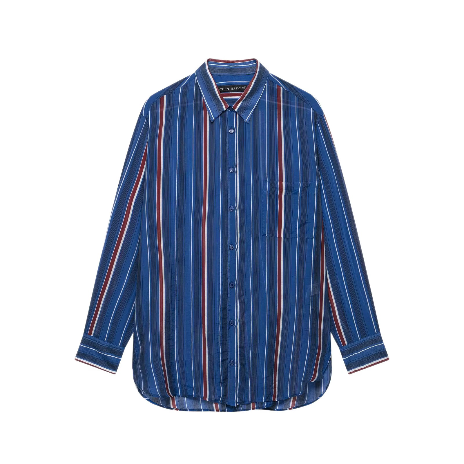 Chemise rayée ample à manches longues pour femme – Nouvelle collection printemps – Confortable et décontractée en fibre de polyester – Style basique pour le quotidien et la mode