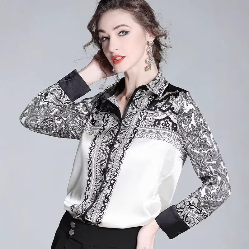 ZAROY chemise en Satin de luxe haut pour femme printemps à manches longues chemisier mince