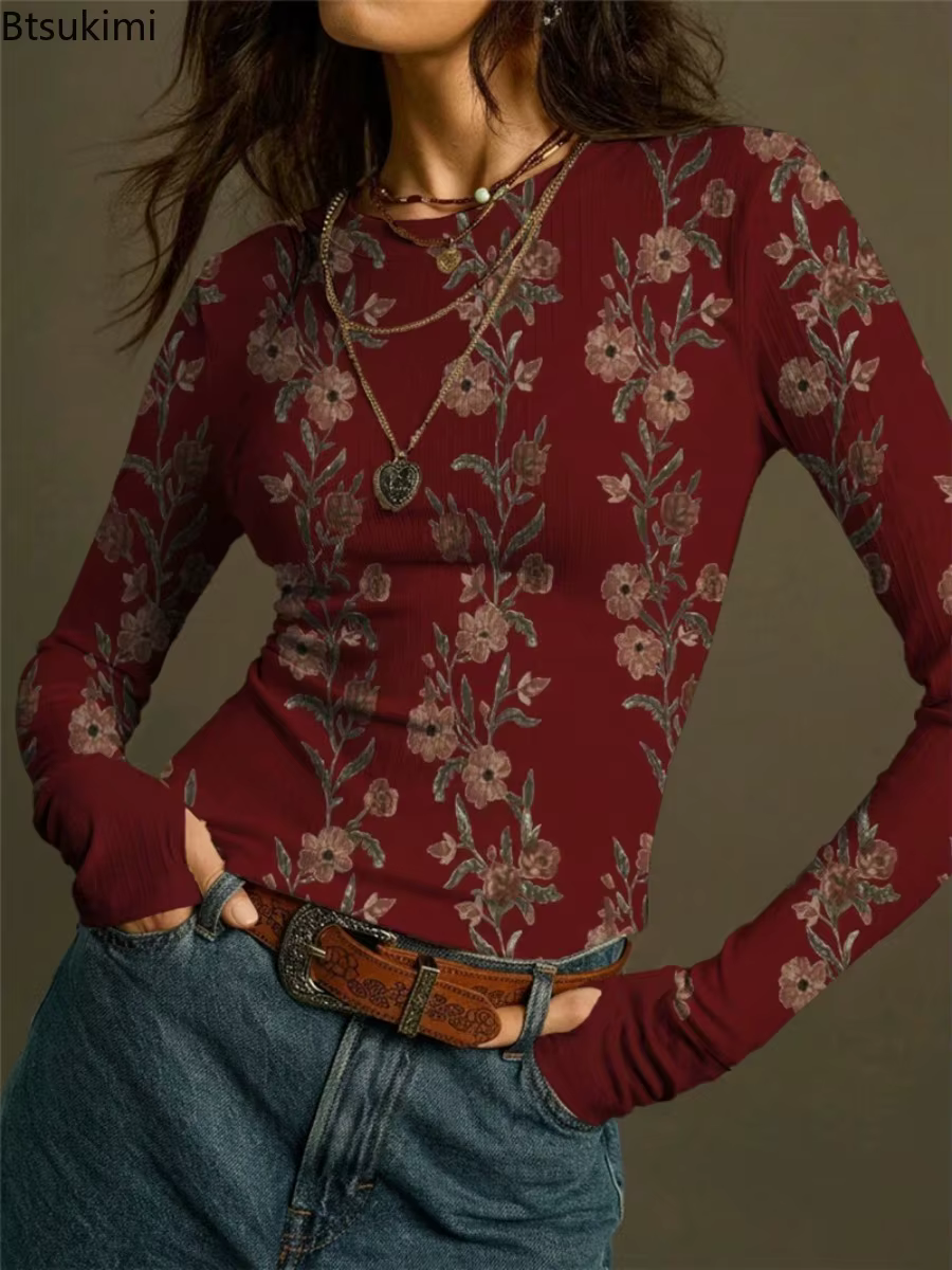T-shirt moulant à manches longues pour femme