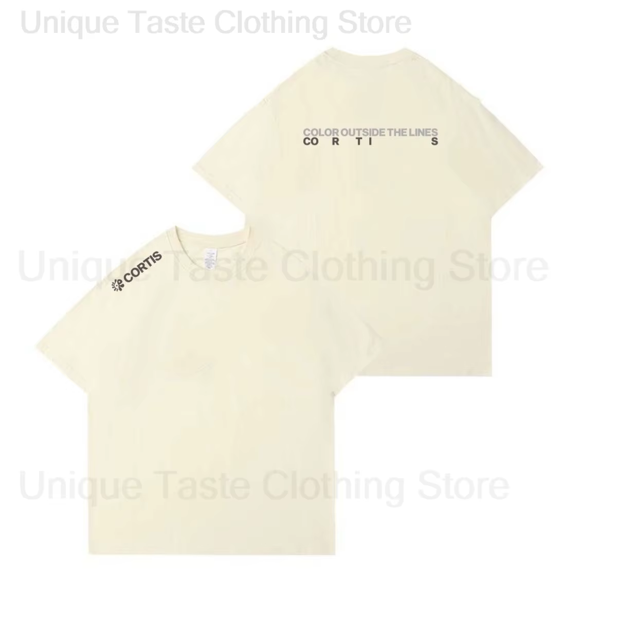 CORTIS T-shirt couleur à l'extérieur les lignes lettre impression