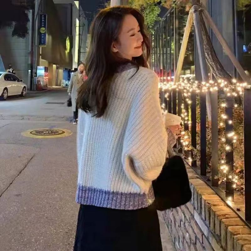 Pull en tricot à col rond pour femmes