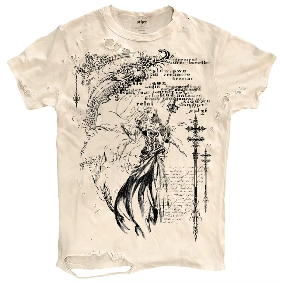 T-shirts graphiques déchirés hommes T-shirt Vintage été décontracté