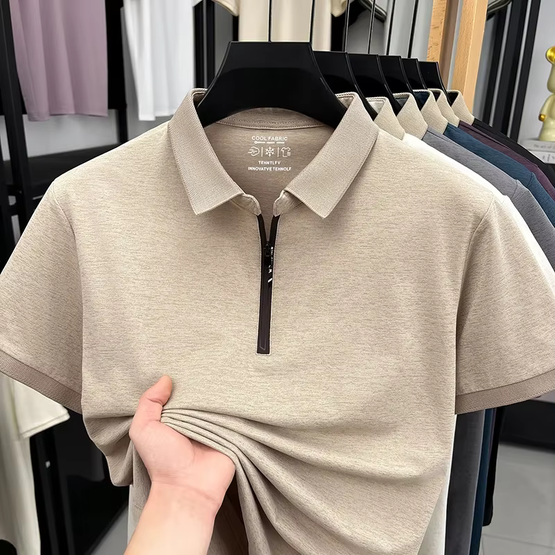 Polo à col zippé pour homme