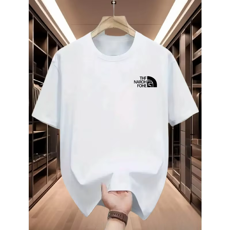 T-shirt à manches courtes et col rond pour hommes, T-shirt polyvalent et décontracté, imprimé, doux et tendance