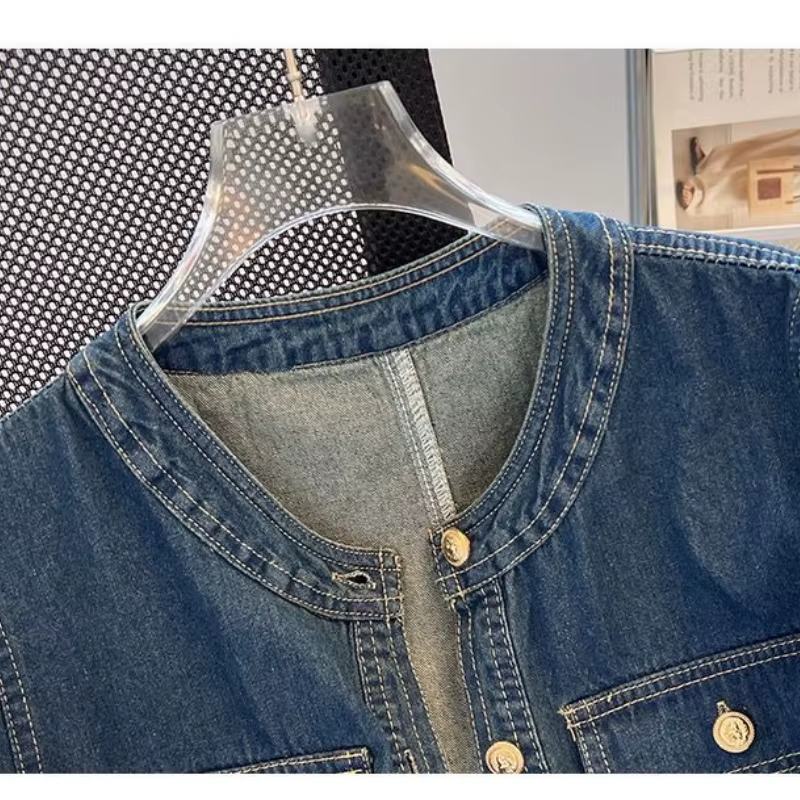 Streetwear femmes Denim vestes à manches courtes été Jean veste vêtements d'extérieur Ropa Mujer mode rétro Vintage manteau recadrée hauts