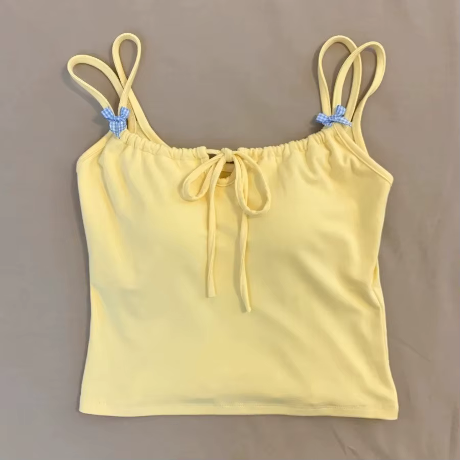 Débardeur jaune pour femme avec coussinets de poitrine