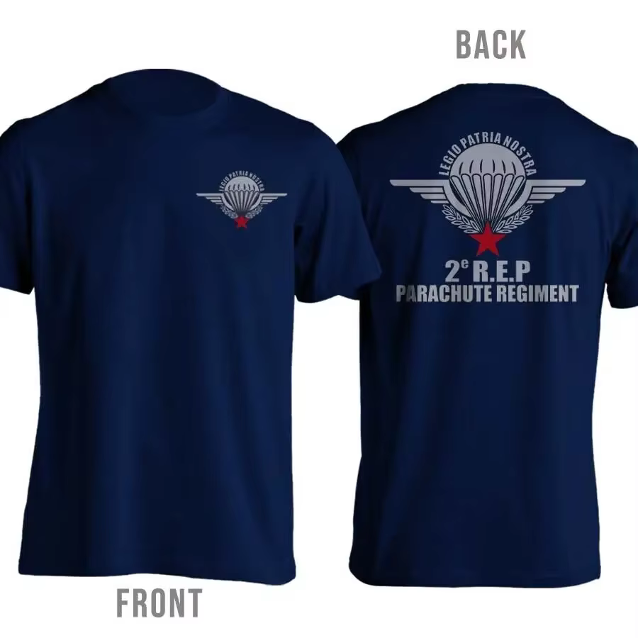 France T-Shirt 100% coton hommes chemise 2e REP Parachute régiment légion patrouille Nostra
