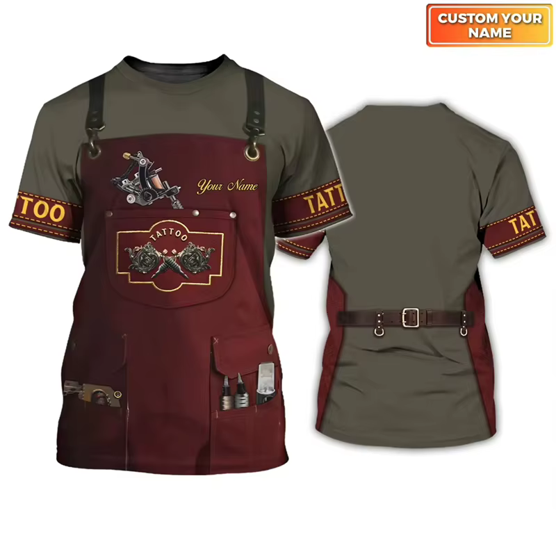 Mode tatouage artiste T-shirts vêtements de travail été décontracté nom personnalisé à manches courtes 3D imprimé