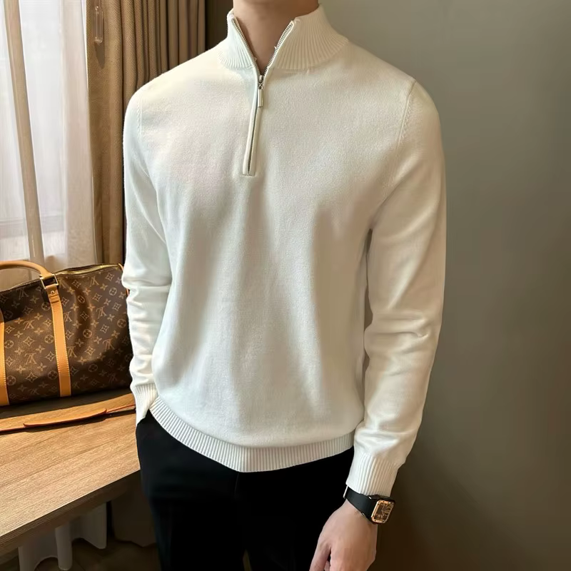 Pull à manches longues et demi-col roulé pour homme