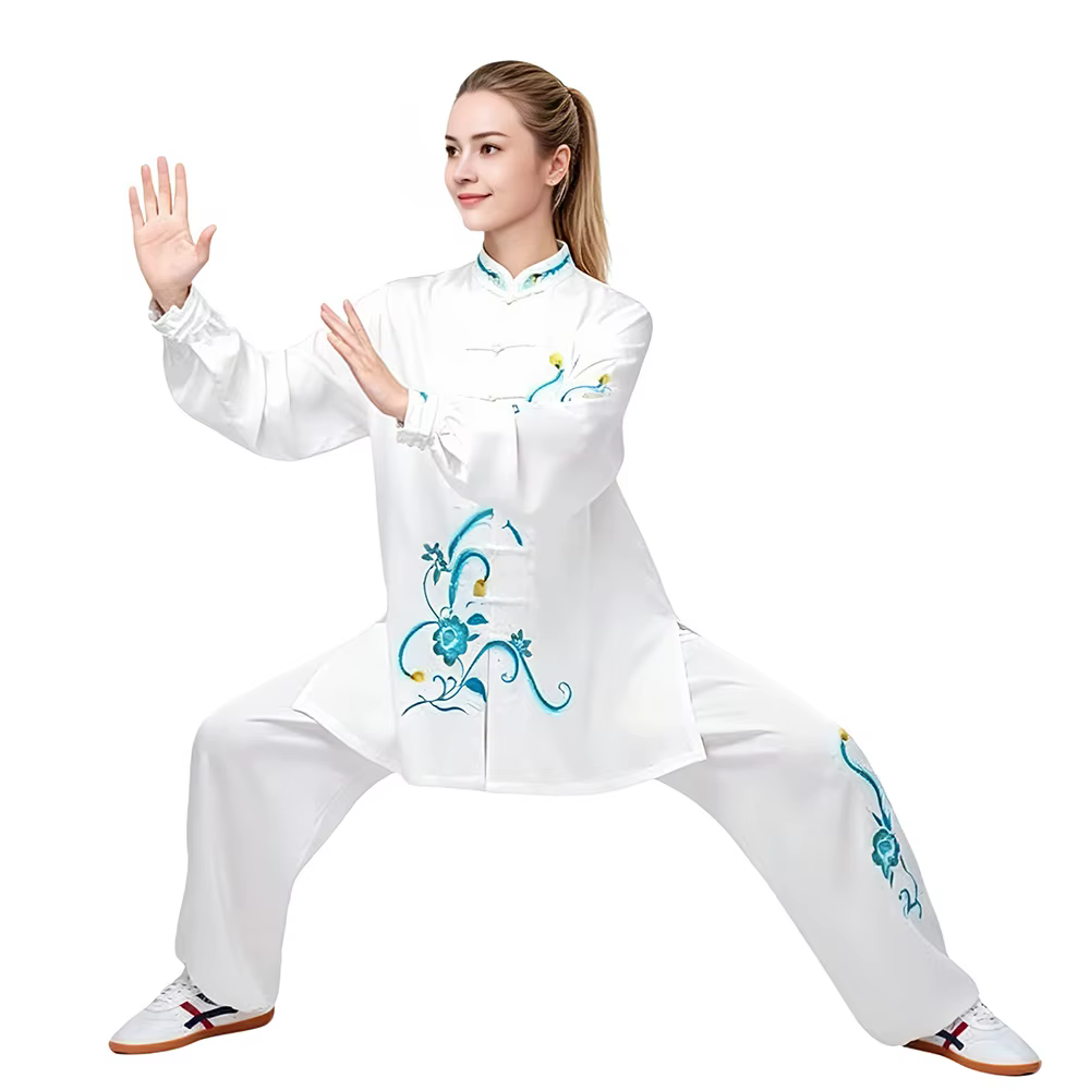 Vente à durée limitée 2026 Nouvel ensemble unisexe brodé chinois Tai Chi : haut boutonné à col montant et pantalon