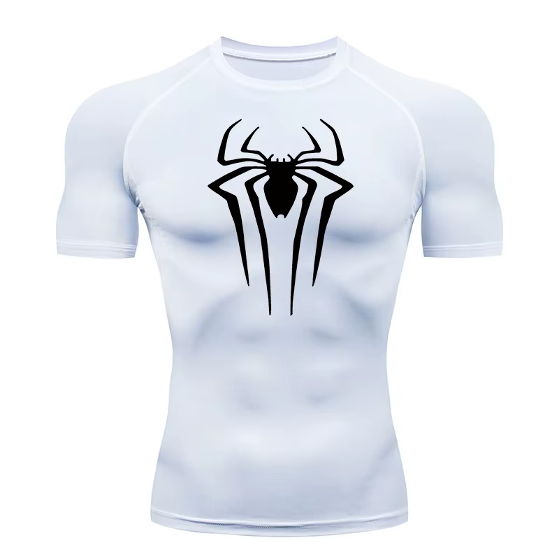Chemises de Compression imprimées araignée pour hommes, t-shirt d'été à manches courtes, protection contre les éruptions cutanées, d'entraînement, d'athlétisme, à séchage rapide