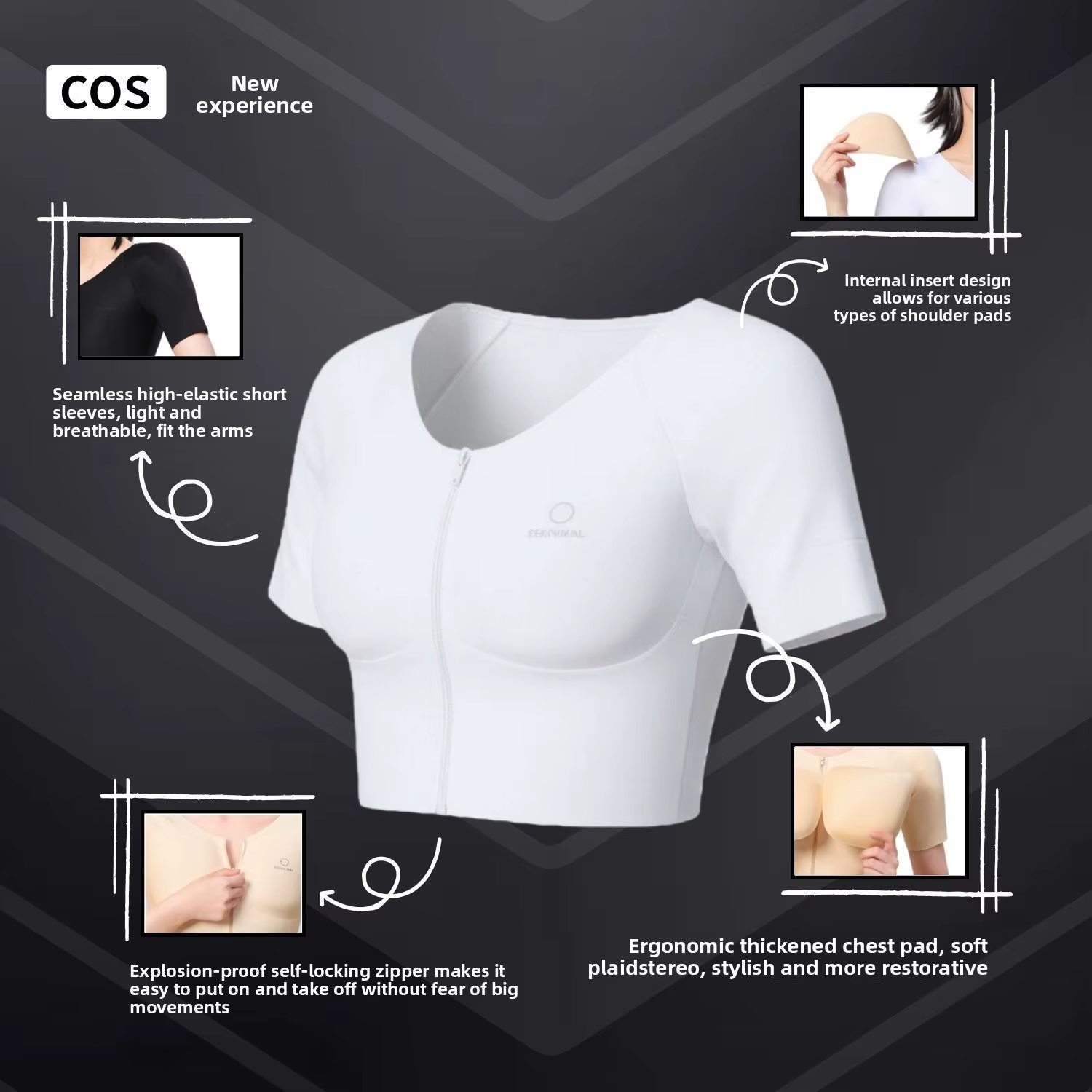 Chemise musculaire musculation amélioration de la poitrine maillot de corps de Compression sans couture réaliste faux
