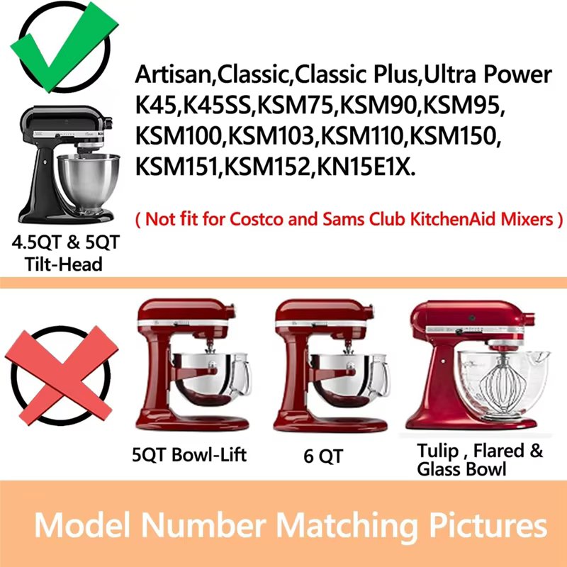 N-MEOF pour les accessoires d'aide à la cuisine 4.5-5 Qt mélangeurs sur socle à tête inclinable pour fixation de palette Kitchenaid pour K45B/K5THCB/K5THBS