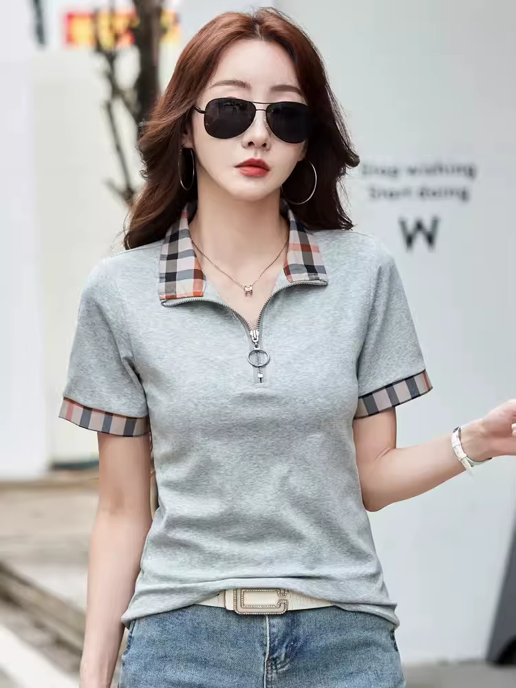 Nouveau T-shirt Polo d'été en coton pour femmes