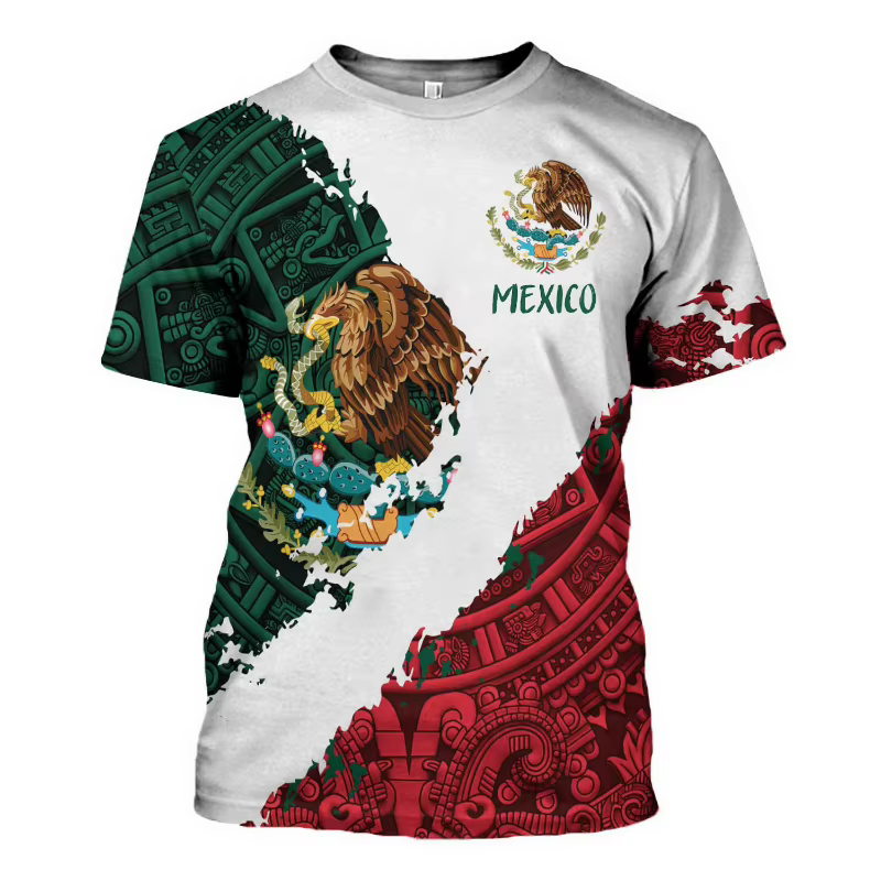 Drapeau du mexique 3d imprimé hommes T-shirt mode