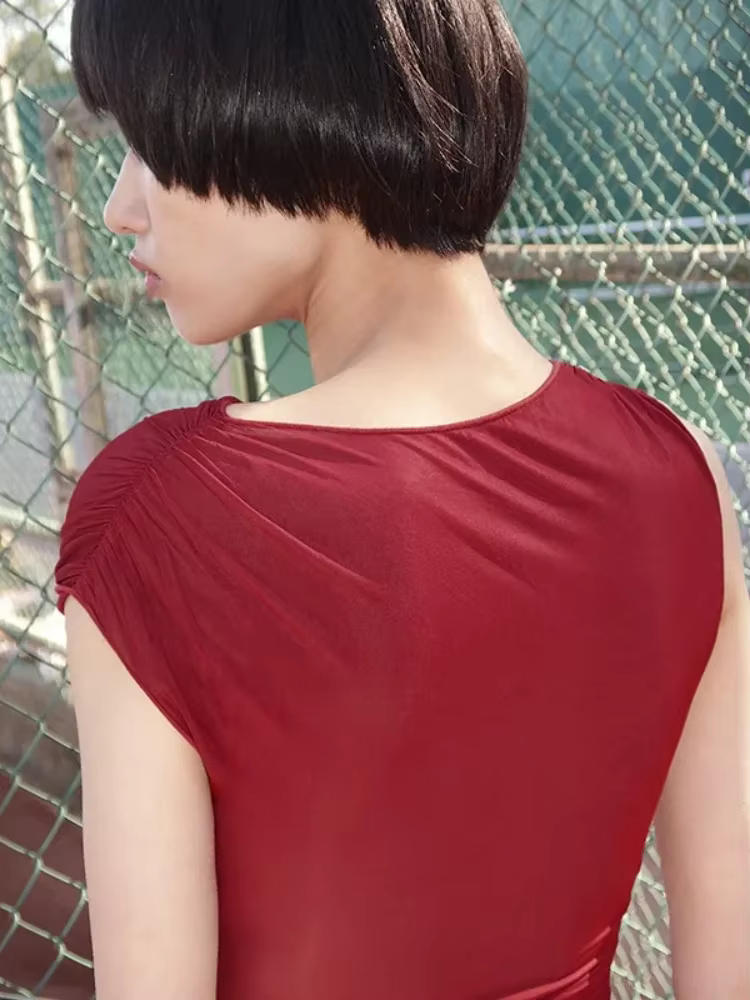 Haut court transparent en maille pour femmes