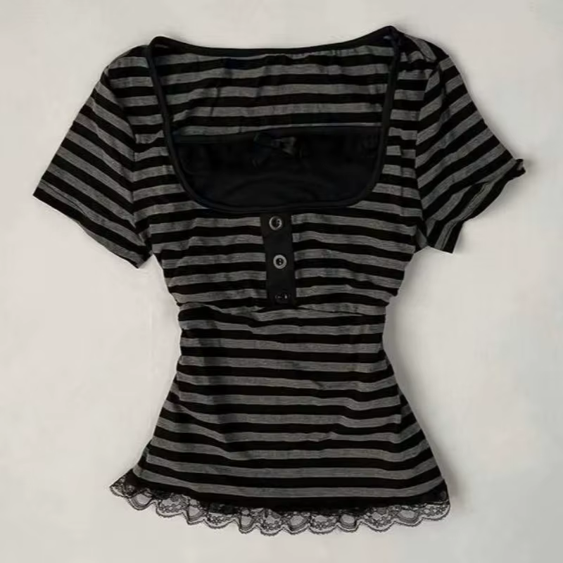 T-shirt vintage slim en dentelle