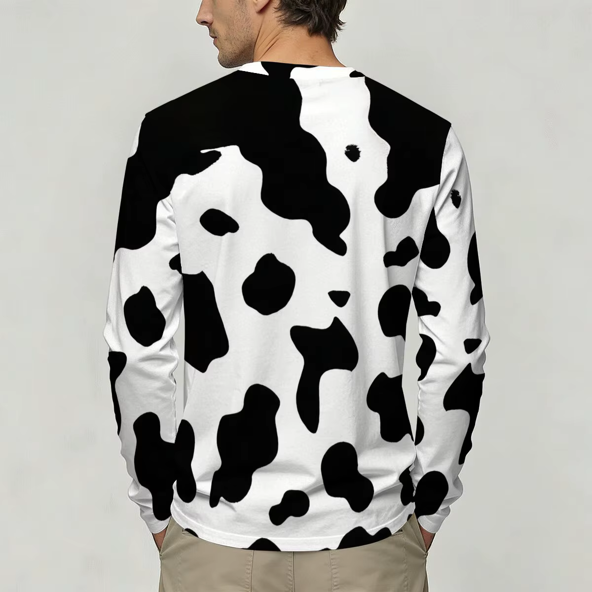 T-shirt à manches longues et col rond pour hommes