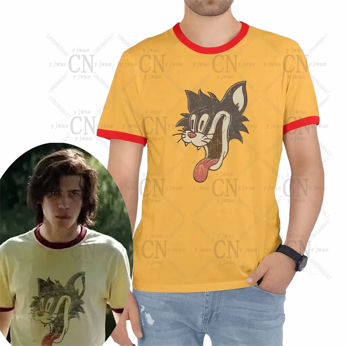 T-shirt Crazy Cat Smiling Psycho Ringer