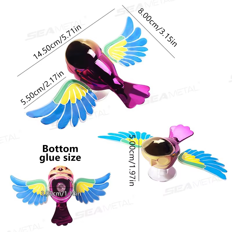 BLALION 2025 Nouvelle Décoration de Voiture Oiseau Volant Simulé, Aile Oscillante, Oiseau en Vol Alimenté par le Vent, Décoration pour Voiture, Moto, Vélo