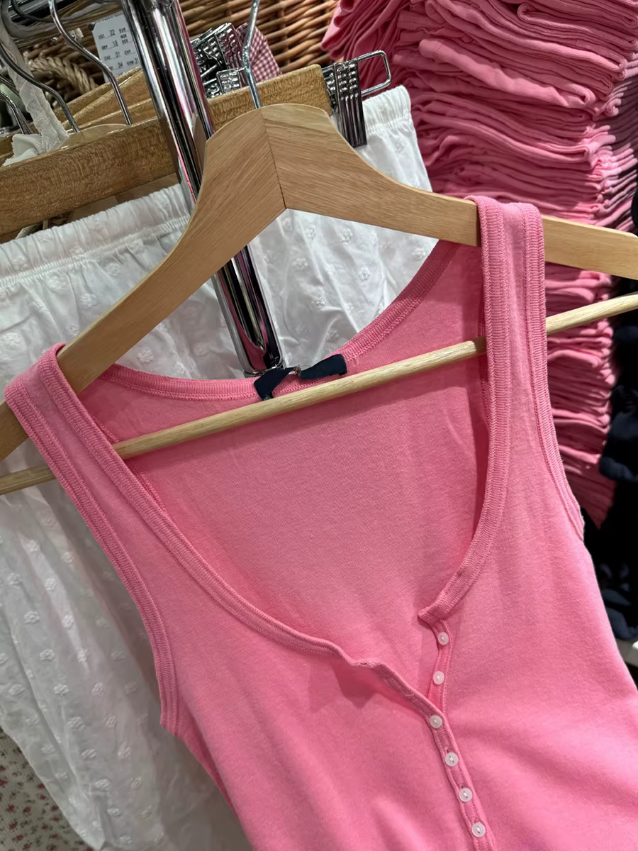 Débardeur basique rose pêche pour femme