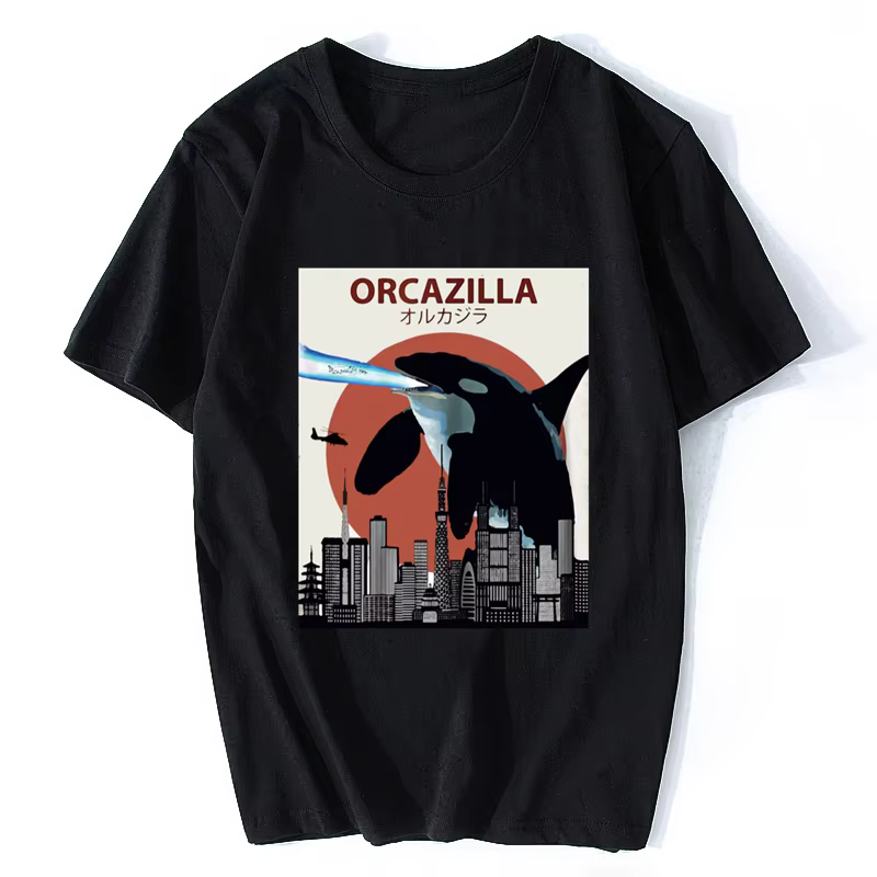 Offre spéciale mode coton T-shirt Orcazilla drôle tueur baleine