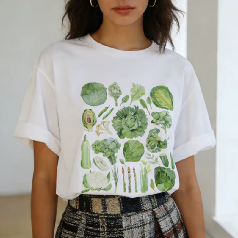 T-shirt graphique vintage à motif végétal