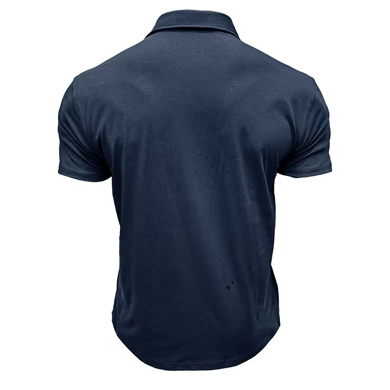 T-shirts bleu marine à manches courtes pour hommes avec poche poitrine