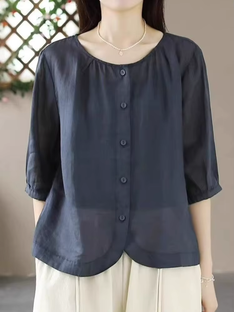 T-shirt en lin et coton pour femmes