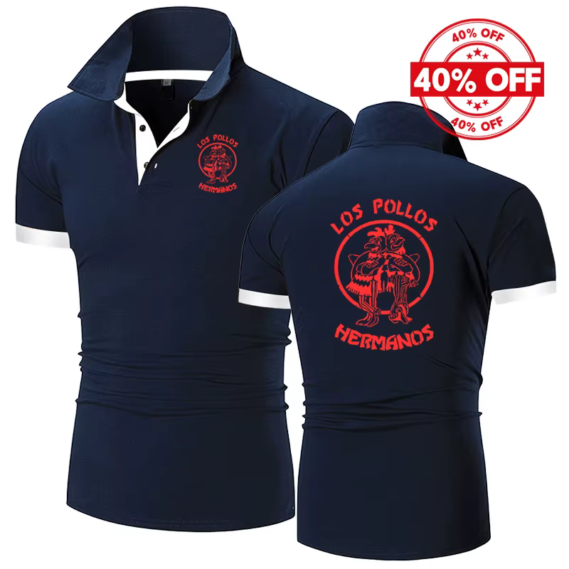 2025 été homme Breaking Bad LOS POLLOS poulet frères Logo imprimé mince loisirs respirant pull à manches courtes Polo