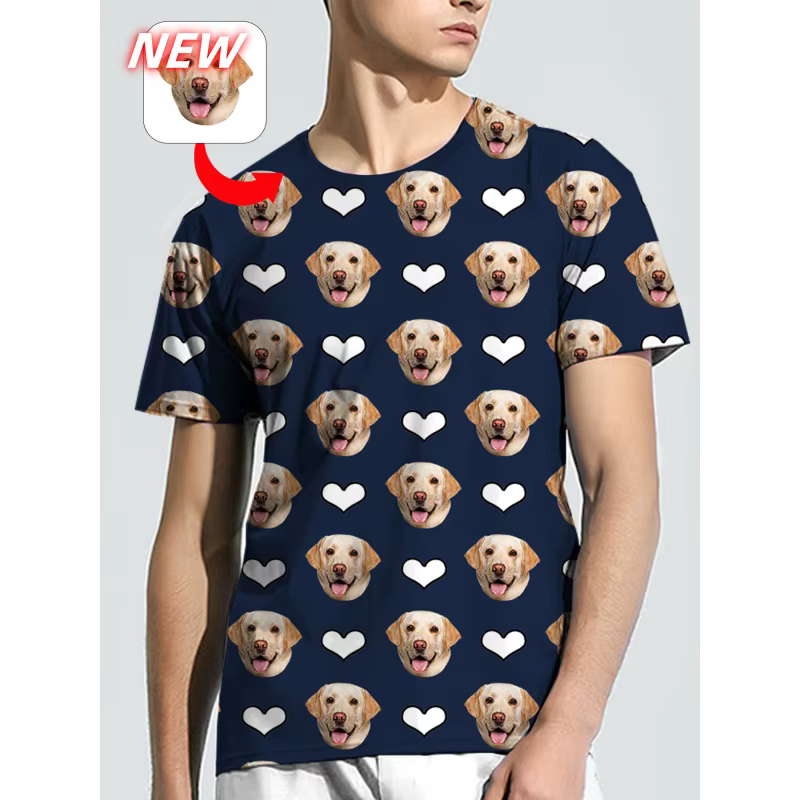 Amour motif animal de compagnie t-shirts pour hommes personnalisé Portrait 3D imprimé T-Shirt été décontracté mode haut