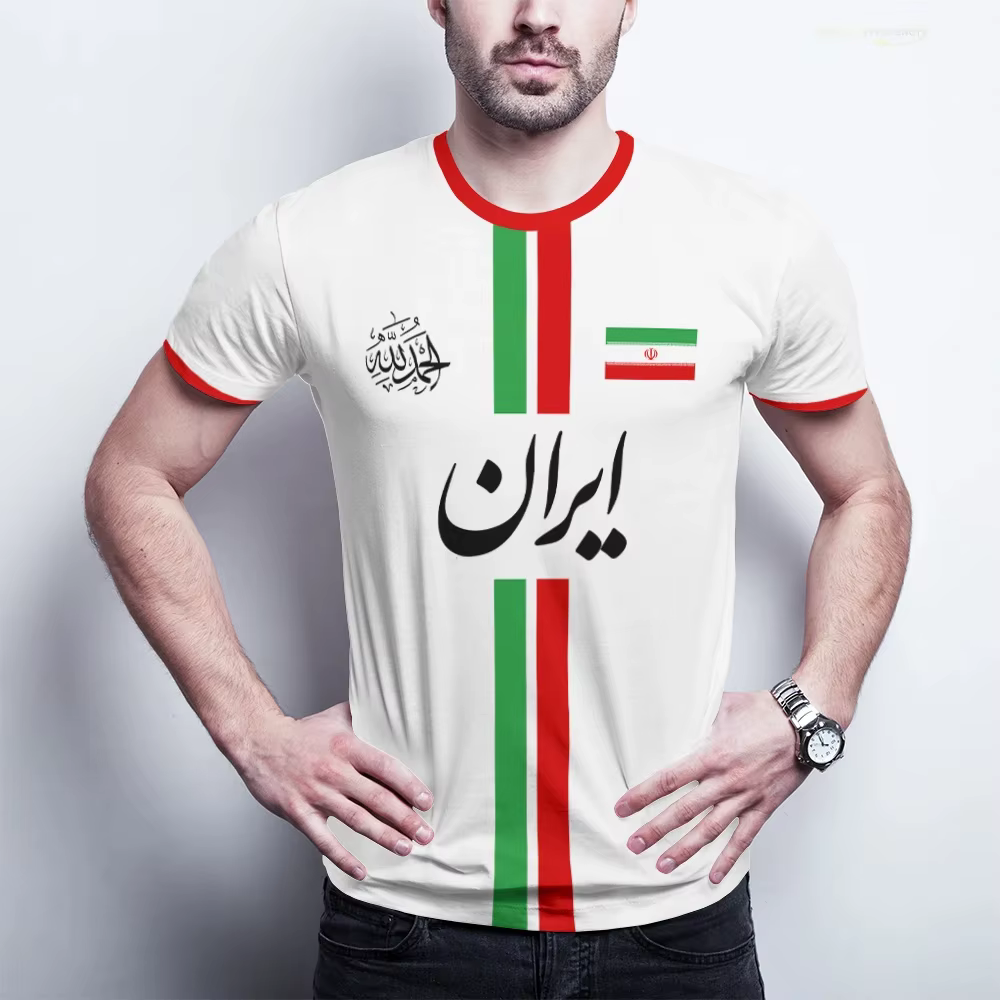 T-shirt avec carte de l'Iran pour hommes et femmes, drapeau iranien, calligraphie persane, uniforme d'équipe de football, mode sportive décontractée d'été