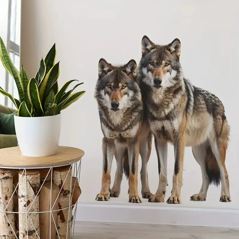 Autocollant mural de loup pour chambre à coucher, mur lumineux pour la maison, armoire, porte, réfrigérateur, décalcomanies de voiture en vinyle, papier peint d'art