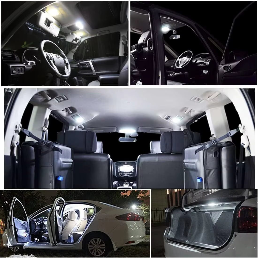 Ampoules LED T10 W5W, 10/20/30/50 pièces, pour intérieur de voiture, dôme, cartes, lecture, porte, coffre, lumières 12V 5050-5SMD 7000K, blanc, rouge, jaune, bleu