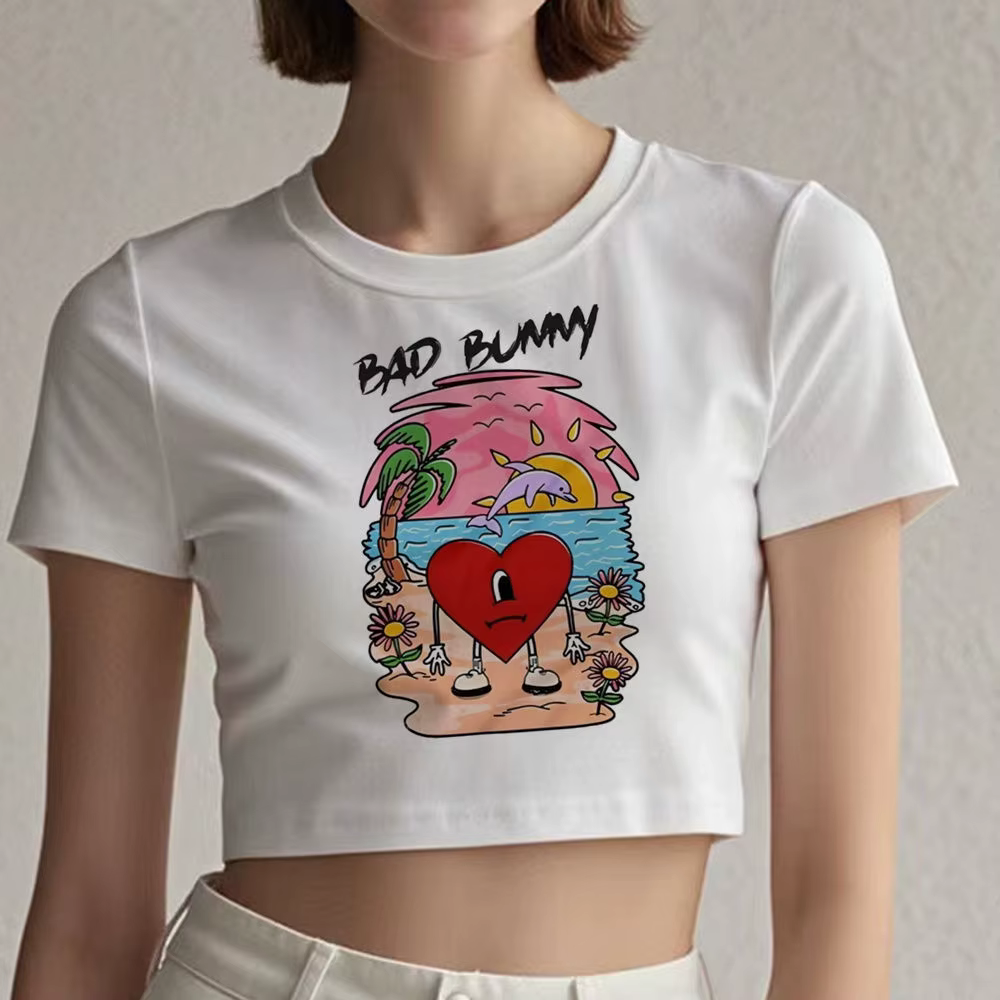 Crop top Bad Bunny, style grunge shoujo