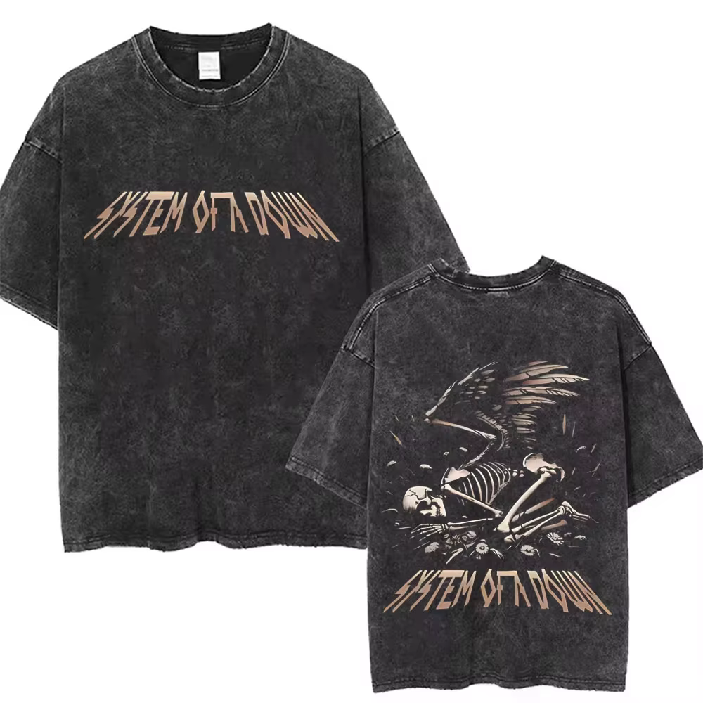 T-shirts graphiques délavés System of A Down Toxicity Album pour hommes et femmes