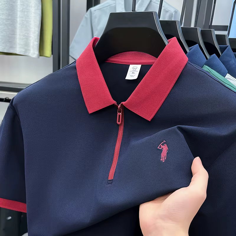Marque haut de gamme Pony brodé chemise de polo à manches courtes mode respirant hommes décontracté demi-fermeture