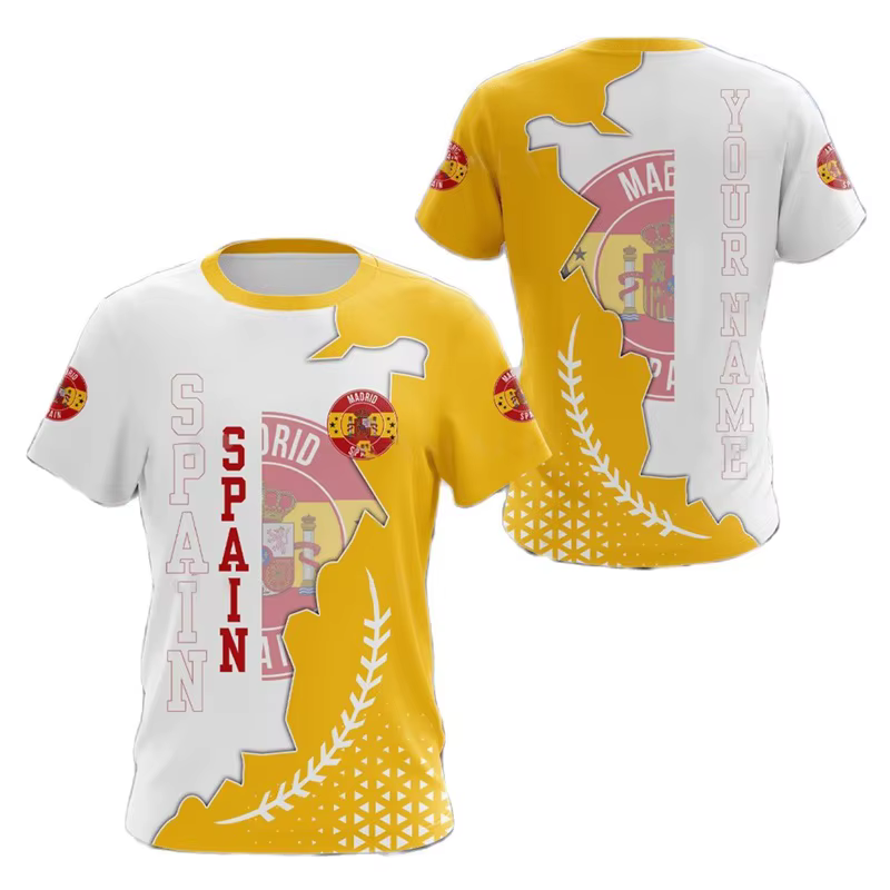T-shirt graphique avec emblème national espagnol pour hommes et femmes
